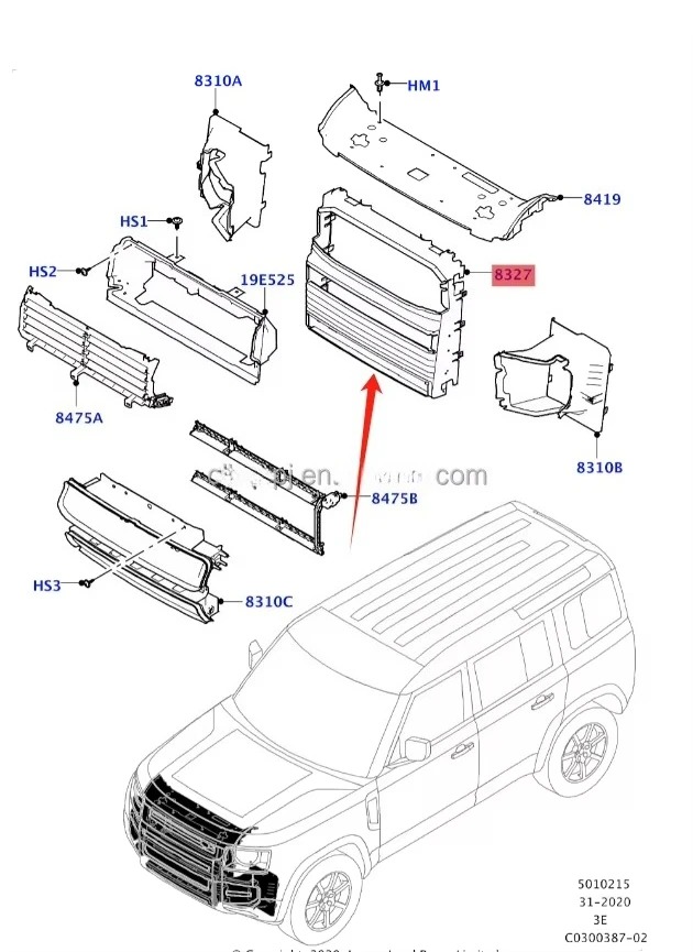 For  Defender 2020- Front Radiator air Deflector LR130000 LR148099 LR146737